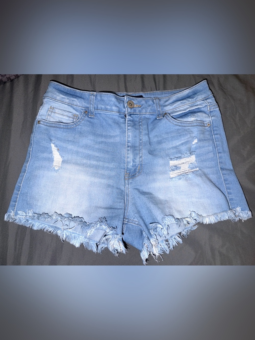 Wax Jean Light Blue Distressed Denim Shorts